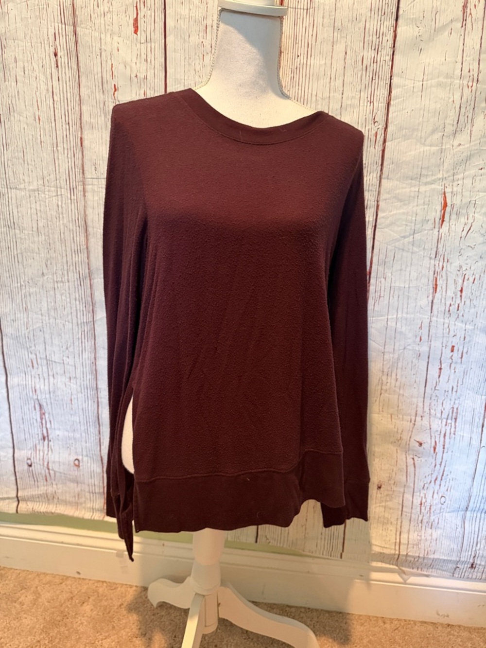 Women's Long Sleeve Crewneck sweater from Alo - Deep Burgundy